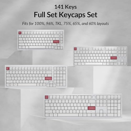 Image of Keychron OSA Profile Double-Shot PBT Keycap Full Keycap Set (141 Keys) - Black on White, Compatible with MX Mechanical Switches, Non-Shine-Through, Fits ANSI Layouts (100%, TKL, 96%, 75%, 65%, 60%)