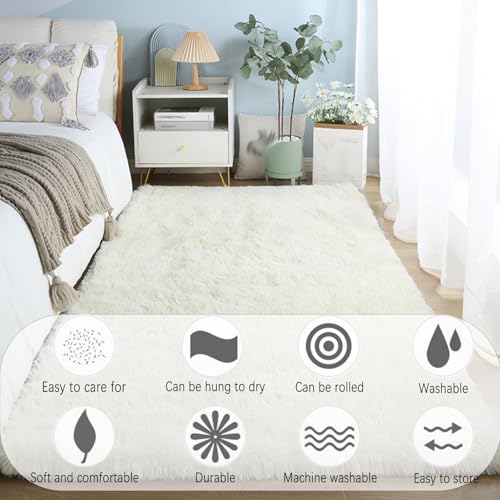 Tapis de salon moelleux de grande taille shaggy confortable rectangulaire