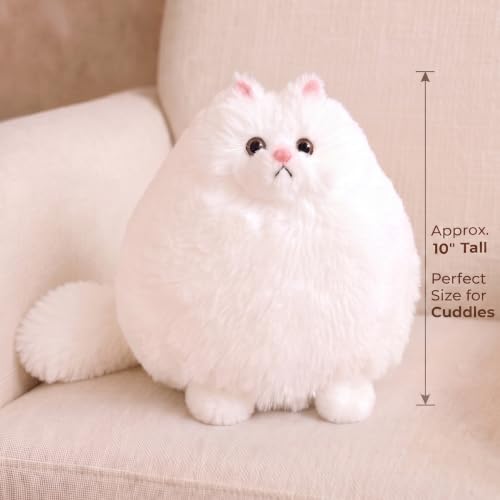 Image of Winsterch 10-Inch White Cat Plush Toy, Soft Fluffy Stuffed Animal for Girls