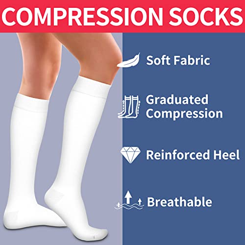 Image of Laite Hebe 4 Pairs-Compression Socks for Women&Men Circulation-Best Support for Nurses,Running,Athletic