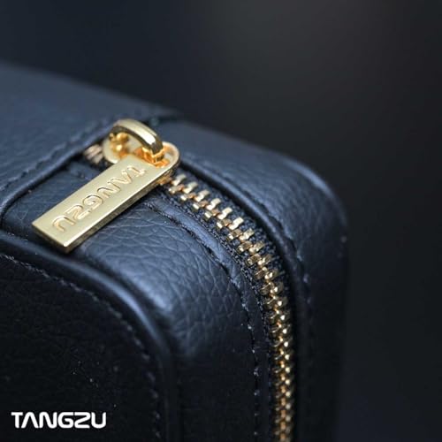 Image of TANGZU Leather Earphone Case, Water-Resistant Portable Earbuds Storage Case for Earphones, Audio Accessories, Eartips and Cables, Black