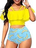 Avidlove Swimsuits for Women Two Piece Bathing Suits Ruffled Flounce Top with High Waisted Bottom...