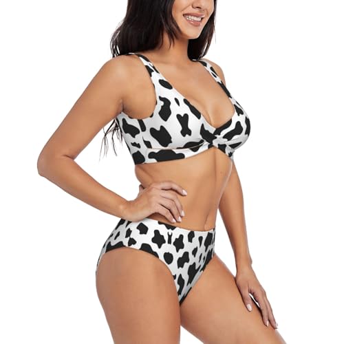 Bikini de leopardo blanco y negro y traje de baño triangular de pierna alta 2