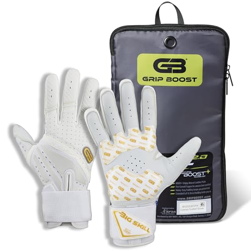 Grip Boost Big Skill 2.0 Adult Lineman Football Gloves (White/Gold, Medium) - image 2