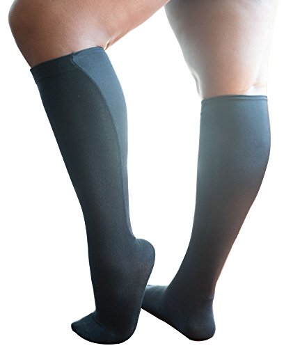 Xpandasox Women's Plus Size/Wide Calf cotton blend Knee High Socks