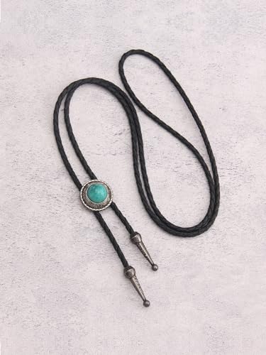 Image of Jeilwiy Bolo Tie for Men Western Cowboy Tie Necklace Gold Bolo Tie Leather Necktie Halloween Tie Accessories for Women