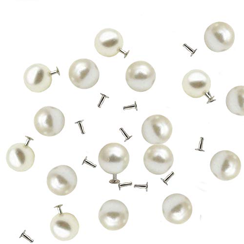 AKOAK 100 Set Pearl Rivet,Half Hole Faux Pearls Rivets Studs Buttons for Hat/Shoe/Clothes/Bag/Skirt/Bridal Veil DIY Accessories (8.0mm)