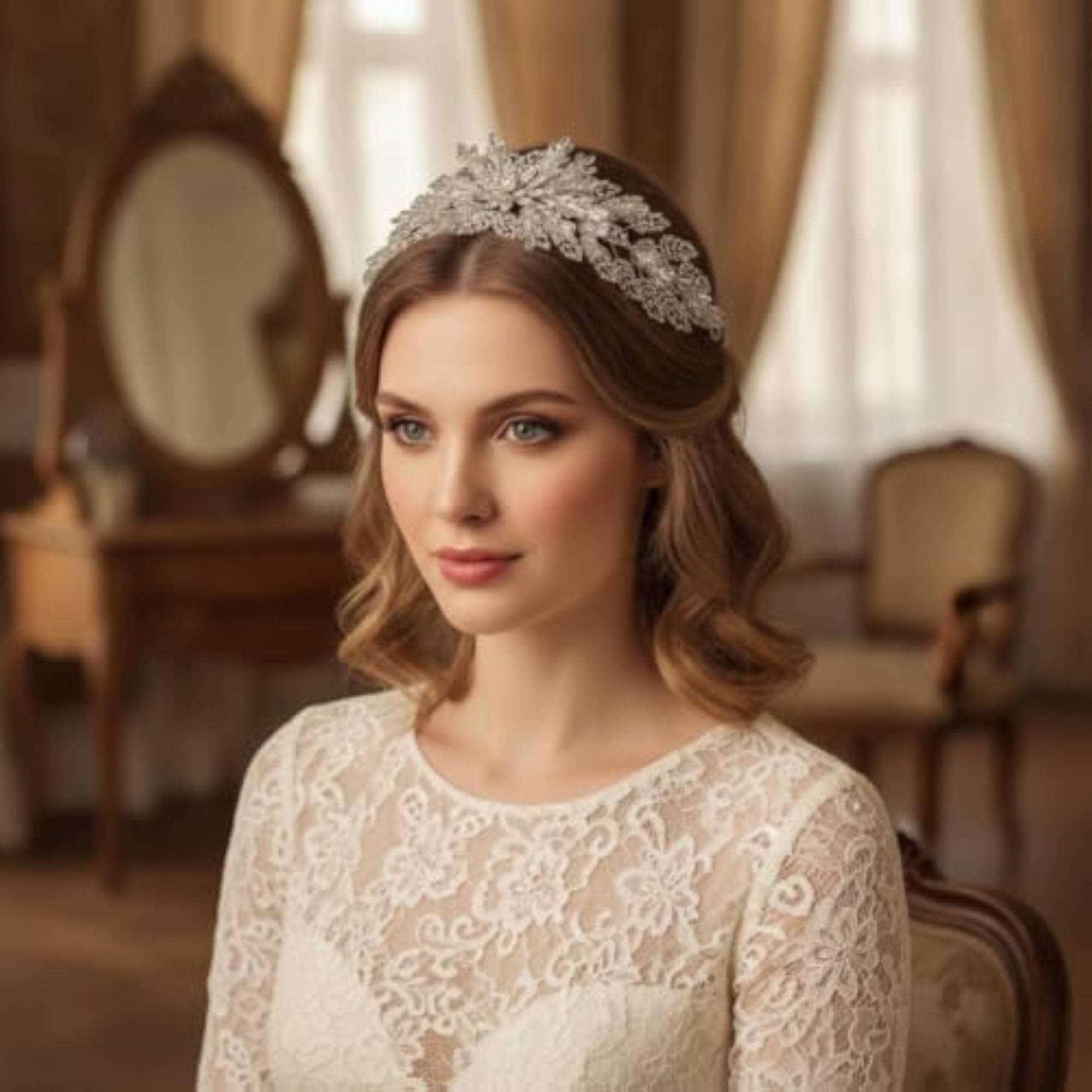 Rhinestone Floral Bridal Hair Vine with Pins
