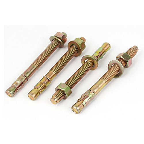 Aexit Yellow Zinc Anchors Plated Expansion Bolt Anchors Gecko Car Repair Bolts Expansion Anchors M12x130mm 4pcs