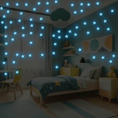 Estrellas adhesivas brillan en la oscuridad 100 piezas miniatura 1
