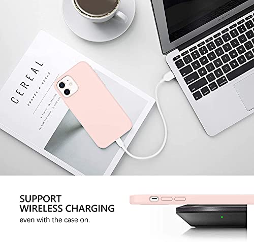 Image of Compatible with iPhone 14 Plus Silicone Case, Slim Shockproof Protective Cover, Drop Protection and Camera Protection, MagSafe Compatible, Soft Microfiber Lining Inside (Pink)