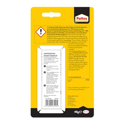 Pattex Powerknete Repair Express, Klebeknete zum Kleben & Reparieren, Epoxidharz Kleber für viele Materialien, lackier- und schleifbare Modelliermasse, 1 x 48 g