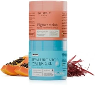 Nuskhe By Paras | AM PM Pigmentation Combo |Deep Hydration | Day & Night Care | Natural Formula | fades pigmentation | Glowing Skin Hyaluronic Face Gel | Pigmentation Cream | For Men & Women | 100gm Each