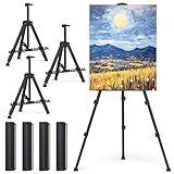 Art Painting Display Easel Stands - Portable Adjustable Aluminum Metal Tripod Artist Easels with Bags, Extra Sturdy for Table-Top/Floor Painting, Drawing, and Displaying, Black 4 Pack