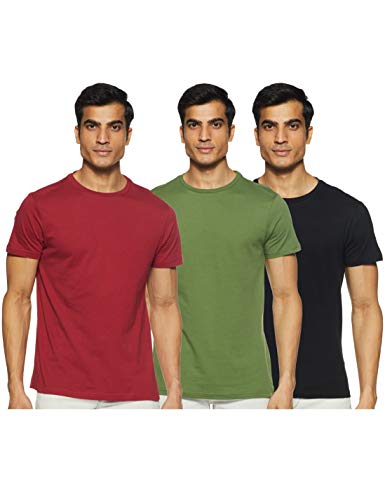 Image of Amazon Brand - Symbol Men's Solid Cotton T Shirt | Plain | Round Neck | Half Sleeve - Regular Fit | Combo Pack of 3 (Available in Plus Sizes)