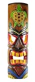 Alii of Hawaii Carved Tiki Mask with Painted Honu (Turtle) - Large