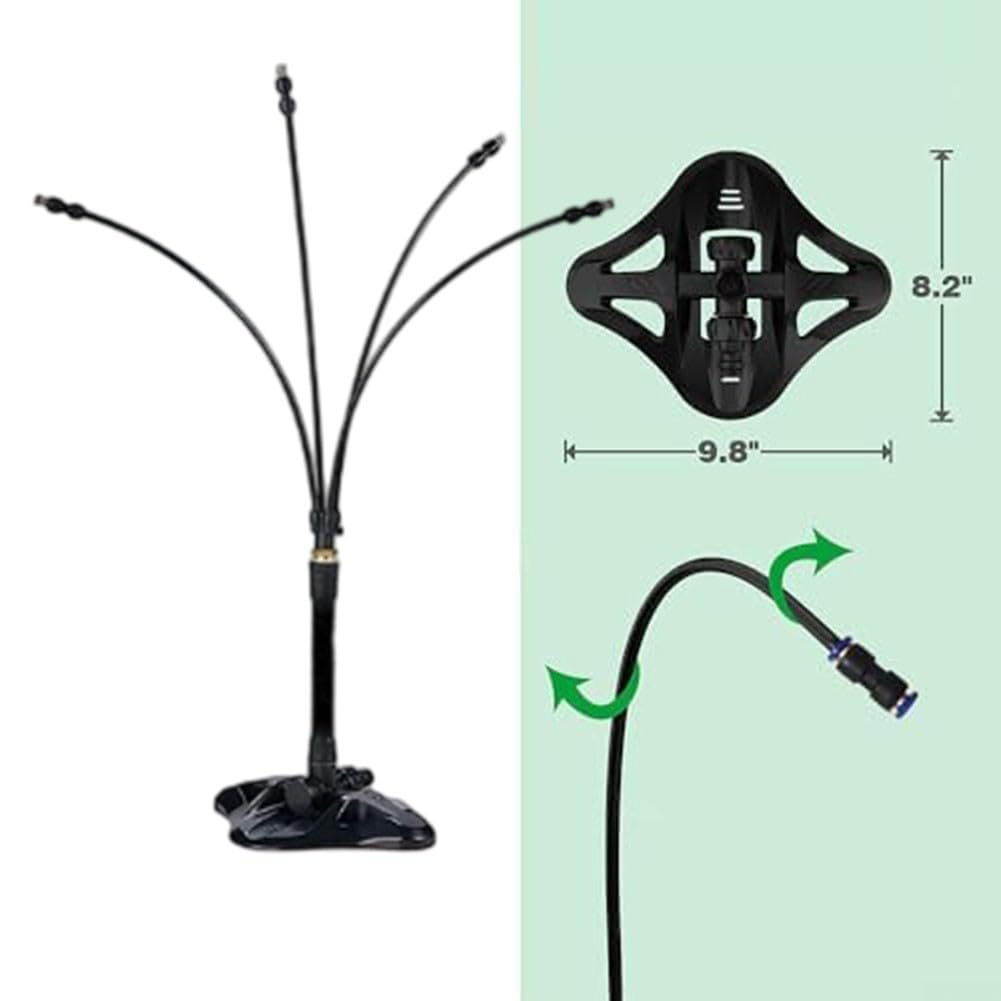Sistema de refrigeración de niebla de pie con altura ajustable de 17.3 a 26 pulgadas, kit de ventilador de niebla para exteriores de 26.2 pies con 4 boquillas de latón y tubo de memoria de