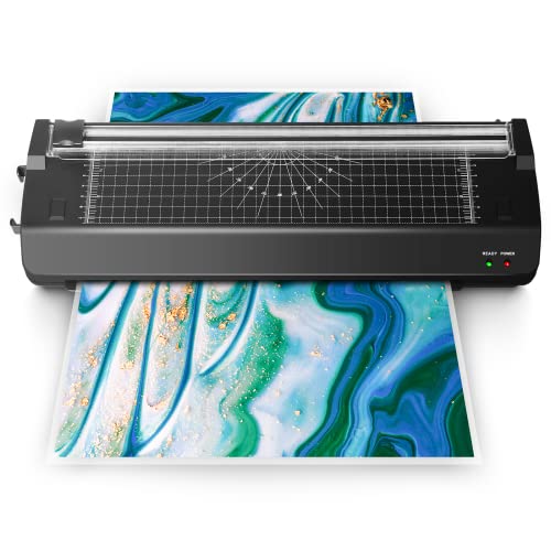 Laminiergerät A3 für A3 A4 A5 A6 A7 mit Laminierfolien, Papierschneider, Eckrunde, Locher, Heiß und Kalt Laminiermaschinen für 80 bis 125 mic Laminierfolien Cover