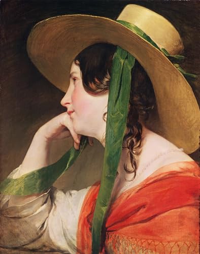 Lienzo Friedrich Von Amerling Chica con sombrero de paja para renovar paredes vacias 60x90cm