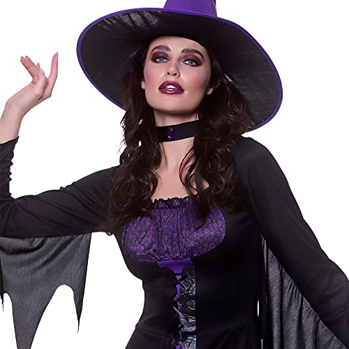 Adult Ladies Spellbound Witch Purple/Black Halloween Fancy Dress