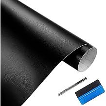 LZLRUN Leather Texture Grain Vinyl Wrap Film Adhesive Stickers for Car Panel Dashboard Internal DIY Decals PVC Car Styling Sticker 1.65ft x 5ft, Black
