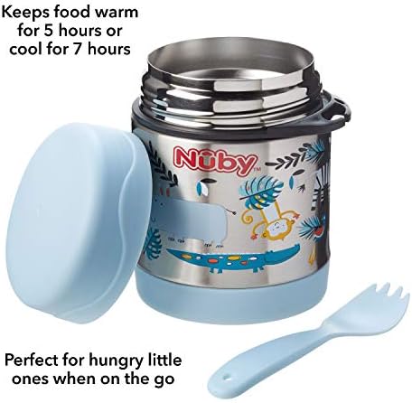 Nuby Thermos Jar, Insulated Food Flask, Keeps Food Hot And Cold, Unisex, 12 Months Plus