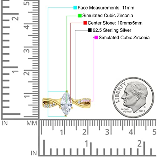 OMRANII Marquise Art Deco Infinity Wedding Engagement Ring Round Simulated Cubic Zirconia 925 Sterling Silver4