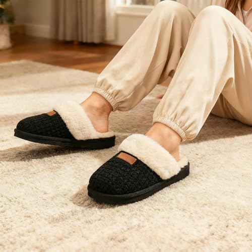 Image of Litfun Women's Fuzzy Memory Foam Slippers Fluffy Winter House Shoes Indoor and Outdoor