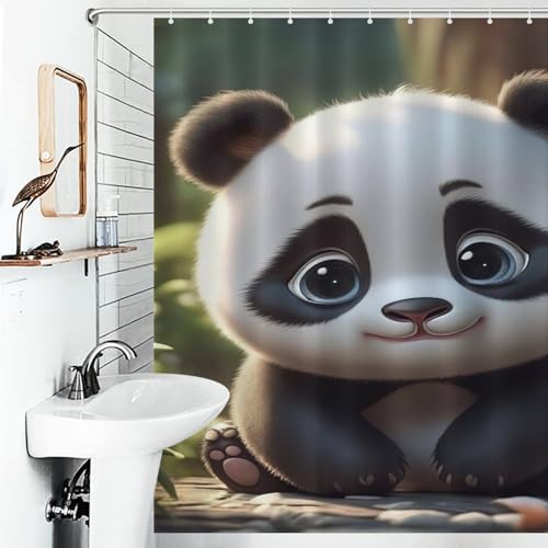 Rideau de douche panda impermeable anti eclaboussures pour baignoire propre - 6