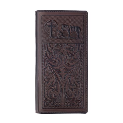 Men's Rodeo Wallet Western RFID-Blocking Leather Wallet Bifold Long Cowboy Long Wallets