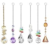 MerryNine Chandelier Suncatchers Prisms Crystal Balls for Home,Office,Garden Decoration - Octagonal,Teardrop & Cone Shaped Prisms - Beautiful Pendants for Car,Plant,Window Decor (Prism-6PCS)