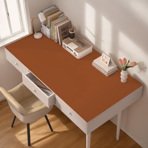 SnowGesh Leather Table Cover, Reversible Double-Sided, 1.8mm Thick, 24x60 Inch, Protector for Rectangular Tables, Waterproof & Oil Resistant for Dining Table, Office Desk, Dresser(Brown + Gray)