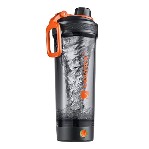 Image of VOLTRX Shaker Bottle, Gallium USB C Rechargeable Electric Protein Shake Mixer, Shaker Cups for Protein Shakes and Meal Replacement Shakes, BPA Free, Made with Tritan, Orange, 27oz