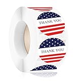 Thank You Round Stickers 1" 4th of July Red White Blue Patriotic Labels Roll 500 Pcs Kids Girls Gift