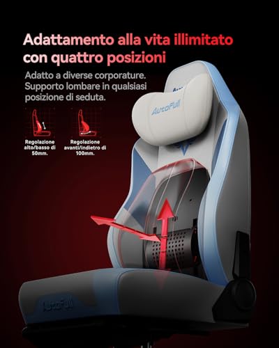 M6 Ultra Sedia Gaming, Sedia da Gaming Ergonomica con Massaggio, Ventilato e Riscaldato, Braccioli Regolabili 720°, Supporto Lombare Dinamico Automatico, Poggiapiedi Regolabile, Bianco - Sedia gaming - Immagine 4