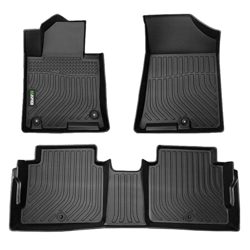 HAFIDI® Floor Mats Fit for Kia Optima 2016-2020 & 2015-2019 Hyundai Sonata(Hybrid) All Weather Protection TPE Anti-Slip Automotive Floor Liners, Fits 1st & 2nd Row Full Set Custom Accessories, Black