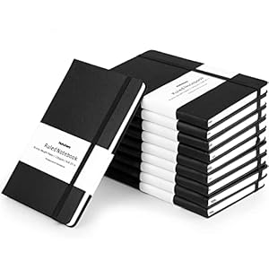 Huhuhero 10 Pack Lined Journal Notebook, College Ruled Notebook, 120Gsm Thick Paper Journals for Writing, Hardcover Notebooks for Work School Business Note Taking Women Men, 5″×8.25″ (10, Black)