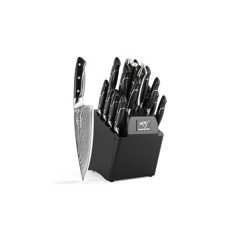18 Pieces Damascus Kitchen Knife Set, 8 Piece Steak Knives