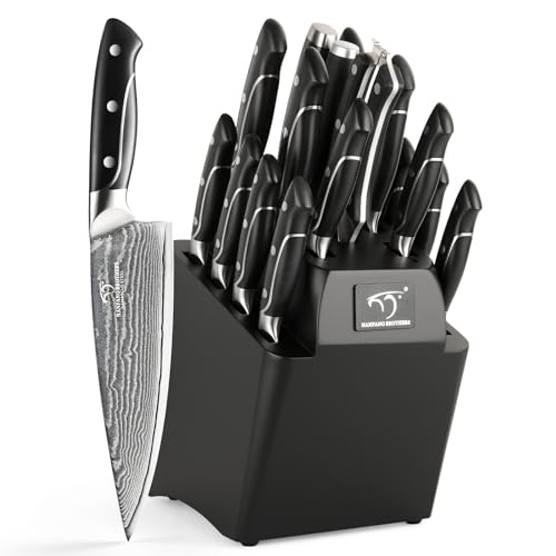 18 Pieces Damascus Kitchen Knife Set, 8 Piece Steak Knives, ...