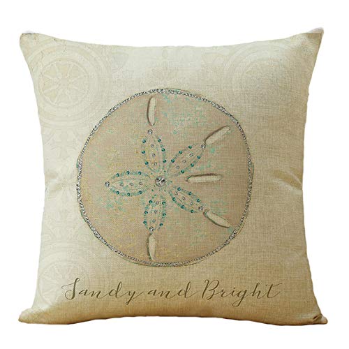 Womhope Set Of 4 Throw Pillow Covers Vintage Coastal Nautical Beach Shell Pillow Cases Square Cushion Cases Burlap Toss 18 X 18 Inch For Living Room,Couch And Bed (Blue Starfish) #TOP4