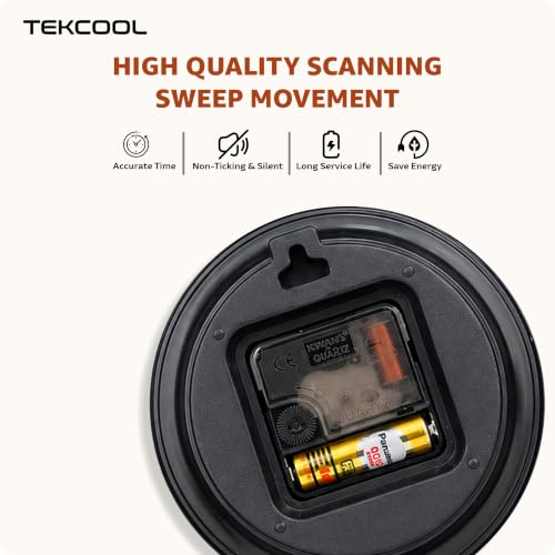 Image of TEKCOOL Plastic Digital Wall Clock 12 inch Silent Quartz Decorative Non-Ticking Classic Clock Battery Operated Round Easy to Read for Room /Home /Kitchen /Bedroom /Office /School-(Orange White)'