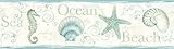 Chesapeake DLR53562B Island Bay Teal Seashells Wallpaper Border