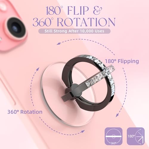 Transparent Phone Ring Holder 2 Pcs, Clear Cell Phone Ring 2 Rose Gold Diamond - Photo 18 sur 31