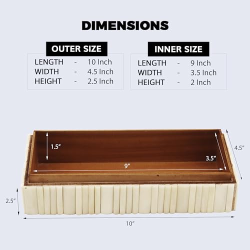 Image of Handicrafts Home Decorative Box - Handmade Jewelry Organizer Box with Lid - Keepsake Box for Home Decor, Jewelry, Accessories, Collectibles - Modern Wooden Storage Box - Stem, 10X4.5X2.5 inch