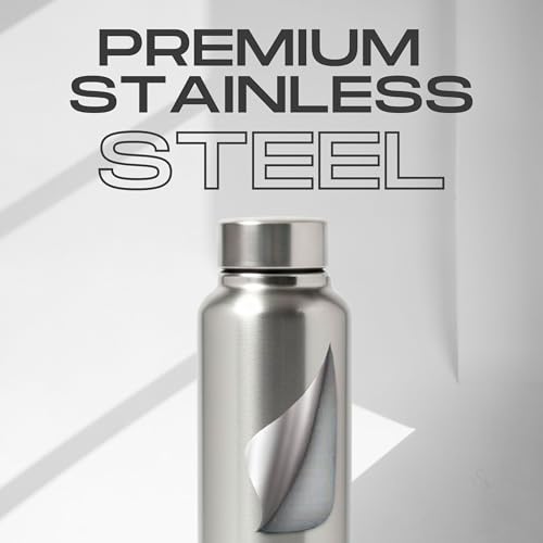 Image of Speedex Customised Engraved Name Stainless Steel Water Bottle 1 Ltr - Personalised Screw Cap Bottle for Kids, Men & Women, School, Office, Gym, Silver, Set of 1