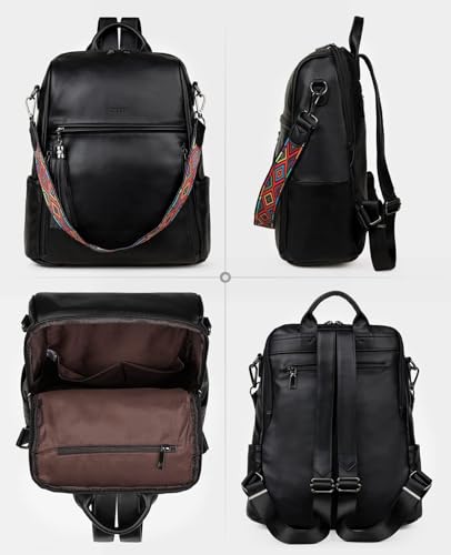 Image of FADEON Leather Backpack Purse for Women Designer Travel Backpack Purses PU Fashion Ladies Shoulder Bag with Tassel
