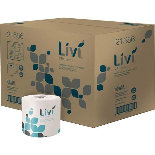 Livi VPG Select Bath Tissue - 2 Ply - 4.48" x 3.98" - 420 Sheets/Roll - 60 Rolls/Carton - Bright White - Virgin Fiber - Soft, Strong, Absorbant