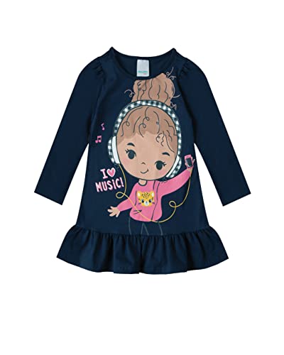 Vestido Curto Malwee Kids, Azul Marinho, Feminino, 4