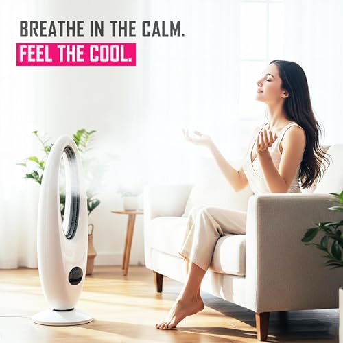 Image of Casa Copenhagen, AeroLoop 28-Inch Bladeless Tower Fan, 3 Speeds, 70 Oscillation, Portable Tower Fan with 9-Hour Timer & LED Display - Ideal for Home, Bedroom, Dorm, or Office