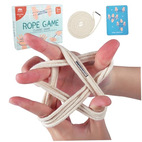 Juguete de cuerda, Cats Cradles String Elástico Finger Cotton Rope Toy de cuerda con 10 tarjetas de instrucción, Cats Cuns de Cortes de educación tradicional para niños y adultos, Toy de tirolinas co